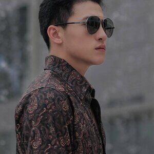 Gucci GG1288SA 001 Sunglasses Gunmetal/Black Aviator Frame, Grey Lenses